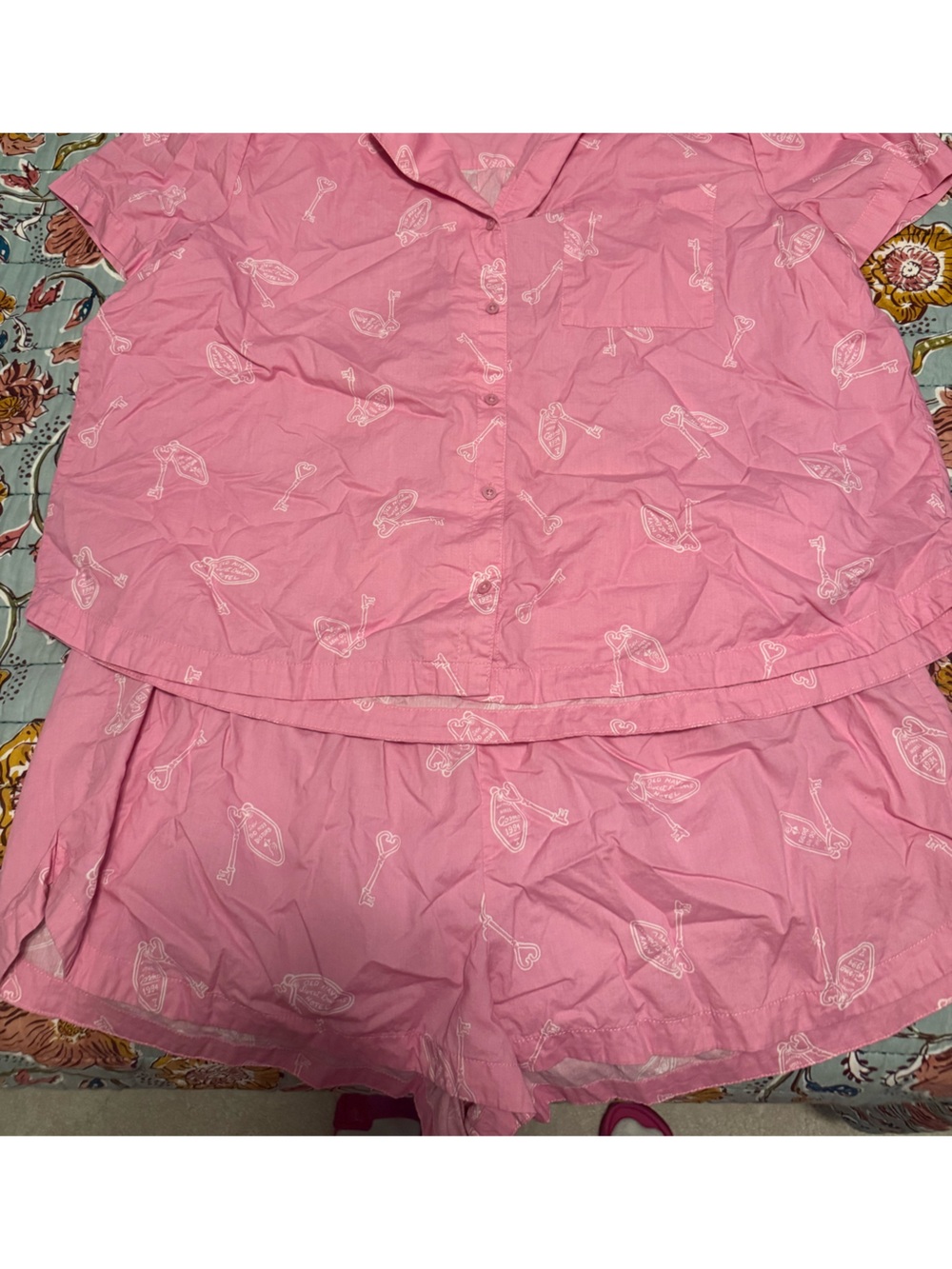 Old Navy Women’s Pink Short-Sleeve Poplin Pajama Set Size XXL